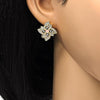 Arete Dormilona 02.217.0087.3 *PROMO* Oro Laminado, Diseño de Flor, con Zirconia Cubica Rosado y Blanca, Pulido, Dorado