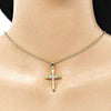 Dije Religioso 05.102.0013 Oro Laminado, Diseño de Cruz, con Zirconia Cubica Blanca, Pulido, Dorado