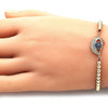 Pulsera Bolo Ajustable 03.368.0039.11 Oro Laminado, Diseño de Ojo Griego y Bola, Diseño de Ojo Griego, con Micro Pave Zafiro Azul y Blanca, Esmaltado Azul, Dorado