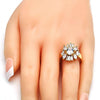 Anillo Multi Piedra 01.210.0050.08 Oro Laminado, con Zirconia Cubica Blanca, Pulido, Dorado