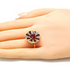 Anillo Multi Piedra 01.210.0100.1.08 Oro Laminado, con Zirconia Cubica Rubi y Blanca, Pulido, Dorado