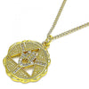 Collares con Dije 04.313.0048.1.20 Oro Laminado, Diseño de Mano de Dios, con Micro Pave Blanca, Pulido, Dorado