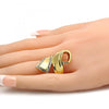 Anillo Multi Piedra 01.241.0028.07 Oro Laminado, Diseño de Llave Griega, con Cristal Blanca, Pulido, Dorado