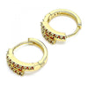 Argolla Huggie 02.210.0661.1.15 Oro Laminado, con Zirconia Cubica Granate, Pulido, Dorado