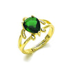 Anillo Multi Piedra 01.196.0003.1 Oro Laminado, Diseño de Tortuga, con Zirconia Cubica Verde, Pulido, Dorado