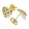 Arete Dormilona 02.156.0485.1 Oro Laminado, Diseño de Corazon, con Micro Pave Granate y Blanca, Pulido, Dorado