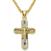 Dije Religioso 05.253.0056 Oro Laminado, Diseño de Crucifijo, con Cristal Blanca, Pulido, Dorado