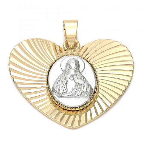 Dije Religioso 5.195.015 Oro Laminado, Diseño de Sagrado Corazon de Jesus, Diamantado, Dos Tonos