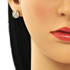 Arete Dormilona 02.387.0084 Oro Laminado, Diseño de Flor, con Zirconia Cubica Blanca, Pulido, Dorado