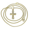 Collares con Dije 04.242.0102.20 Oro Laminado, Diseño de Crucifijo, Pulido, Dorado