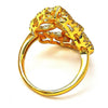 Anillo Multi Piedra 01.118.0016.07 Oro Laminado, Diseño de Flor, con Cristal Blanca, Pulido, Dorado