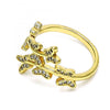 Anillo Multi Piedra 01.102.0002 Oro Laminado, Diseño de Mariposa, con Micro Pave Blanca, Pulido, Dorado