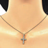 Collares con Dije 04.336.0115.2.16 Plata Rodinada, Diseño de Cruz, con Micro Pave Blanca, Pulido, Dorado