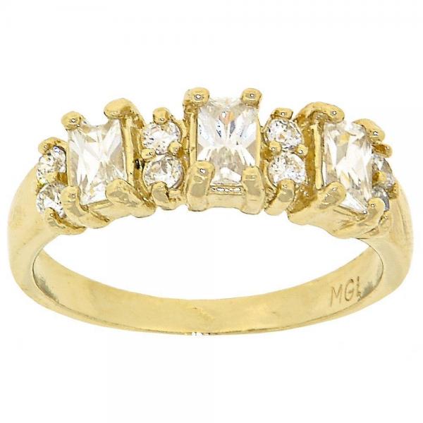 Anillo Multi Piedra 5.165.030.09 Oro Laminado, con Zirconia Cubica Blanca, Pulido, Dorado