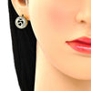 Arete Dormilona 02.156.0474 Oro Laminado, Diseño de Corazon, con Micro Pave Blanca, Pulido, Dorado