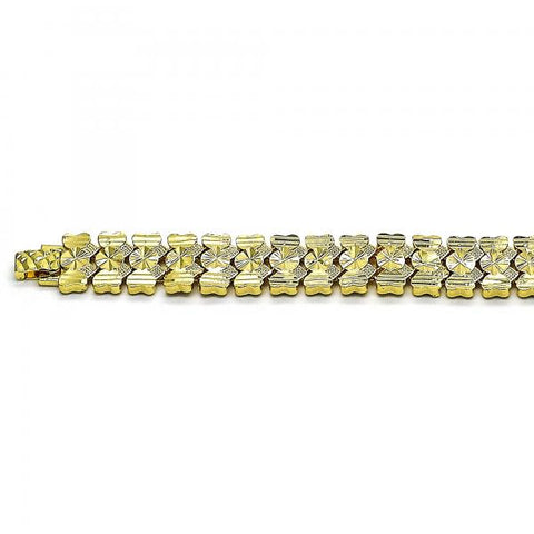 Pulsera Solida 03.100.0074.08 Oro Laminado, Diseño de Corazon, Pulido, Dorado