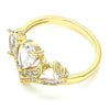 Anillo Multi Piedra 01.221.0007.08 Oro Laminado, Diseño de Gota, con Zirconia Cubica Blanca, Pulido, Dorado
