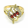 Anillo Multi Piedra 01.283.0011.08 Oro Laminado, con Zirconia Cubica Granate y Blanca, Pulido, Dorado