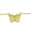 Collares con Dije 04.336.0046.2.16 Plata Rodinada, Diseño de Mariposa, con Zirconia Cubica Blanca, Pulido, Dorado