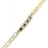 Pulsera Elegante 03.63.2151.07 Oro Laminado, Diseño de Gota, con Zirconia Cubica Negro y Blanca, Pulido, Dorado