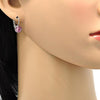 Arete Gancho Frances 02.239.0010.2 Rodio Laminado, Diseño de Disco, con Cristales de Swarovski Light Rose, Pulido, Rodinado