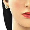 Arete Dormilona 02.156.0502 Oro Laminado, Diseño de Corazon, con Micro Pave Blanca, Pulido, Dorado