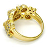 Anillo Multi Piedra 01.99.0059.08 Oro Laminado, Diseño de Flor, con Micro Pave Blanca, Pulido, Dorado