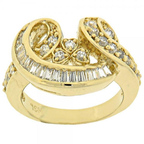 Anillo Multi Piedra 5.054.014.06 Oro Laminado, con Zirconia Cubica Blanca, Pulido, Dorado