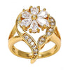 Anillo Multi Piedra 01.210.0010.08 Oro Laminado, Diseño de Flor y Gota, Diseño de Flor, con Zirconia Cubica Blanca, Pulido, Dorado