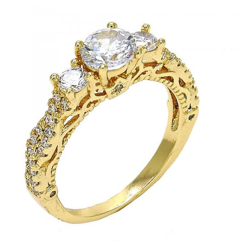 Anillo Multi Piedra 01.94.0002.07 Oro Laminado, con Zirconia Cubica Blanca, Pulido, Dorado