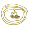 Collares con Dije 04.344.0019.1.20 Oro Laminado, Diseño de Cisne, con Micro Pave Granate, Pulido, Dorado