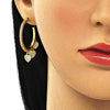 Arete Dormilona 02.341.0111 Oro Laminado, Diseño de Corazon, con Micro Pave Blanca, Pulido, Dorado