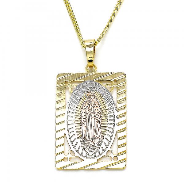 Collares con Dije 04.106.0055.20 Oro Laminado, Diseño de Guadalupe, Pulido, Tricolor