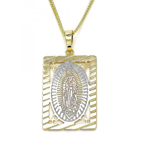 Collares con Dije 04.106.0055.20 Oro Laminado, Diseño de Guadalupe, Pulido, Tricolor