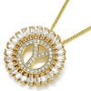 Collares con Dije 04.210.0024.20 Oro Laminado, Diseño de Iniciales, con Zirconia Cubica Blanca, Pulido, Dorado