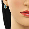 Arete Dormilona 02.213.0233 Oro Laminado, con Zirconia Cubica Topacio Azul, Pulido, Dorado