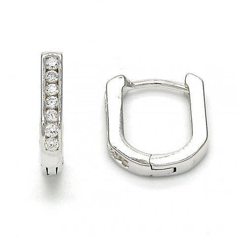 Argolla Huggie 02.186.0039.10 Plata Rodinada, con Zirconia Cubica Blanca, Pulido, Rodinado