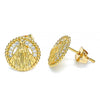 Arete Dormilona 02.213.0264 Oro Laminado, Diseño de Caridad del Cobre, con Micro Pave Blanca, Pulido, Dorado