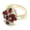 Anillo Multi Piedra 01.210.0099.1.06 Oro Laminado, con Zirconia Cubica Rubi y Blanca, Pulido, Dorado