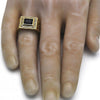 Anillo de Hombre 01.266.0014.11 Oro Laminado, con Zirconia Cubica Negro y Micro PaveBlanca, Pulido, Dorado