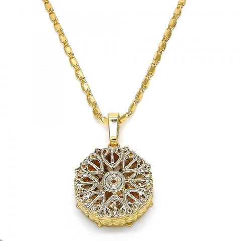 Collares con Dije 04.63.1353.18 Oro Laminado, Diseño de Corazon, con Zirconia Cubica Blanca, Diamantado, Dorado