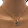 Collares con Dije 04.238.0025.1.18 Acero Inoxidable, Diseño de Iniciales y Rolo, Diseño de Iniciales, con Cristal Blanca, Pulido, Dorado