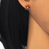 Arete Dormilona 02.210.0250 Oro Laminado, Diseño de Flor, con Zirconia Cubica Granate y Blanca, Pulido, Dorado