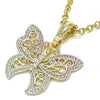 Dije Elegante 05.351.0122 Oro Laminado, Diseño de Mariposa, Pulido, Tricolor