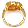 Anillo Multi Piedra 01.99.0016.07 Oro Laminado, con Zirconia Cubica Blanca, Pulido, Dorado