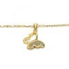Collares con Dije 04.156.0053.20 Oro Laminado, Diseño de Mariposa, con Micro Pave Blanca, Pulido, Dorado