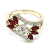 Anillo Multi Piedra 01.210.0098.1.06 Oro Laminado, con Zirconia Cubica Rubi y Blanca, Pulido, Dorado