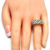 Anillo Multi Piedra 01.210.0061.07 Oro Laminado, Diseño de Flor, con Zirconia Cubica Blanca, Pulido, Dorado
