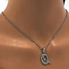 Collares con Dije 04.238.0026.18 Acero Inoxidable, Diseño de Iniciales y Rolo, Diseño de Iniciales, con Cristal Blanca, Pulido, Acero