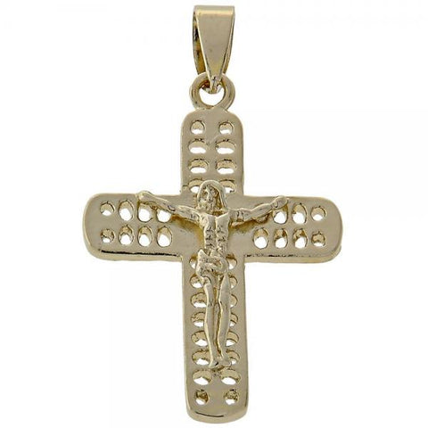 Dije Religioso 5.188.011.1 Oro Laminado, Diseño de Crucifijo, Pulido, Dorado